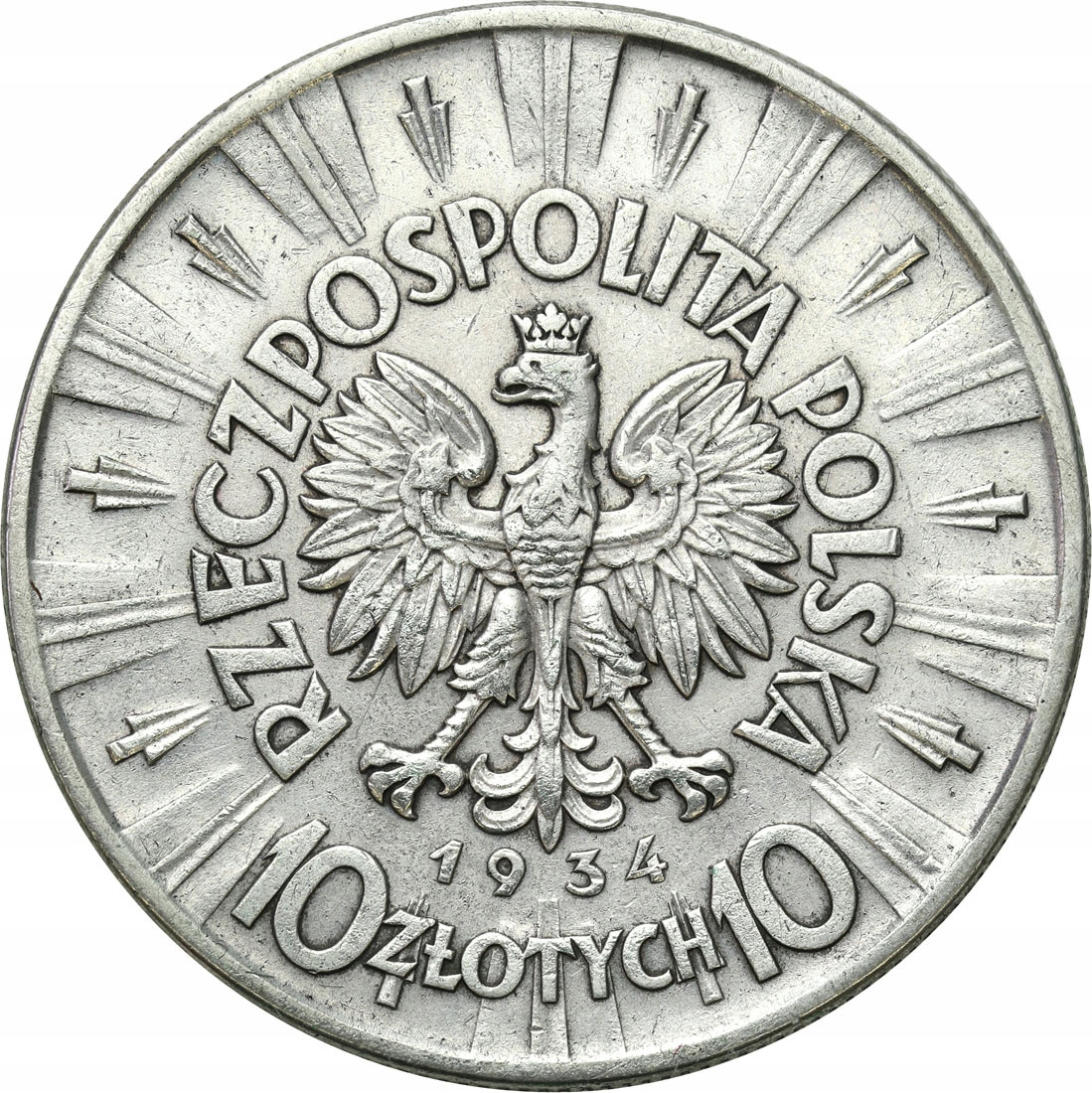 II RP 10 złotych 1934 Piłsudski RZADSZY ROCZNIK archiwum niemczyk pl