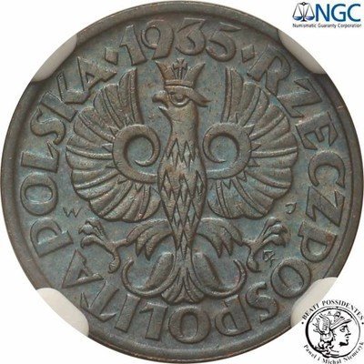 1 grosz 1935 NGC MS63 BN