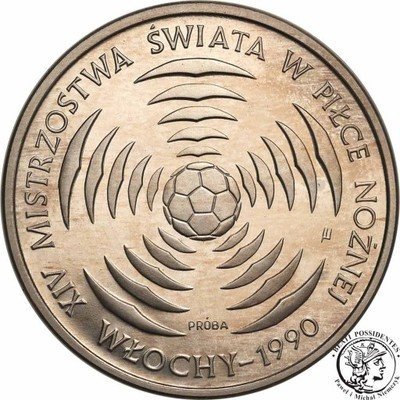 PRL PRÓBA CuNi 200 złotych 1988 Włochy piłka st.L