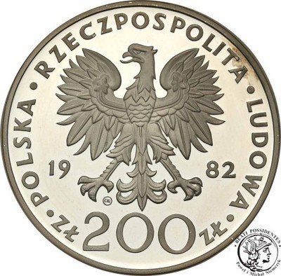 200 złotych 1982 Jan Paweł II lustrzanka st.L