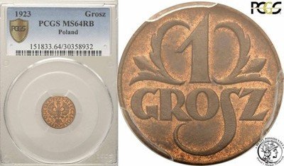 1 grosz 1923 PCGS MS64 RB