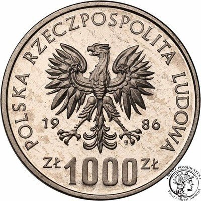 PRÓBA Nikiel 1000 złotych 1986 Łokietek st.L/L-