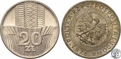 20 złotych 1976 SKRĘTKA st.1-