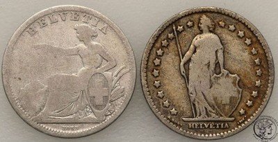 Szwajcaria 1 sFr 1861 + 1904 lot 2 szt. st.4