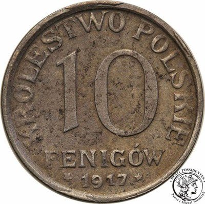 Królestwo Pol. 10 fenigów 1917 bliżej obrzeża st3+