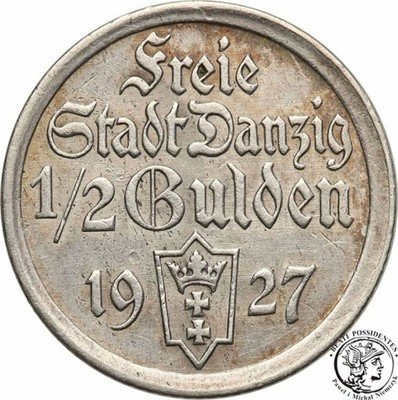 Wolne Miasto Gdańsk 1/2 Guldena 1927 st.2