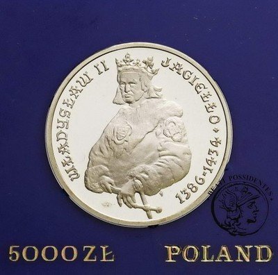 5000 złotych 1989 Jagiełło półpostać st. L