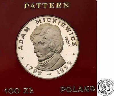 PRÓBA Srebro 100 złotych 1978 Adam Mickiewicz stL