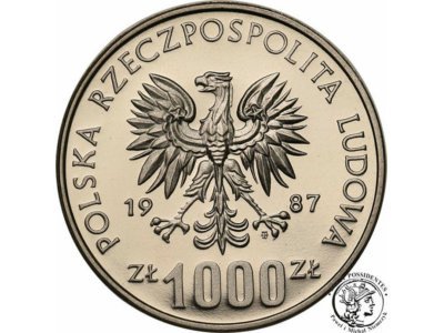 PRÓBA Nikiel 1000 złotych 1987 K. Wielki st.L