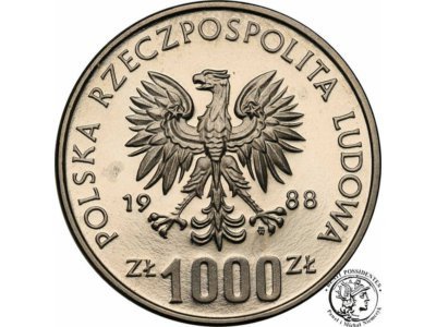 PRÓBA Nikiel 1000 złotych 1988 Jadwiga st.L