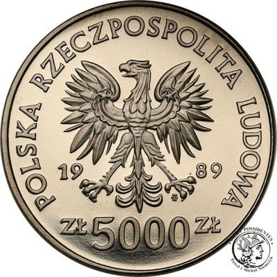 PRÓBA Nikiel 5000 złotych 1989 Toruń Kopernik st.L