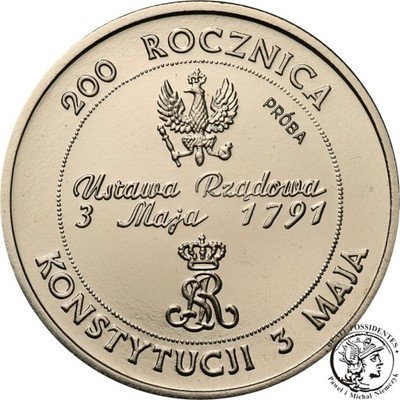 PRÓBA Nikiel 10 000 złotych 1991 Konstytucja st.L