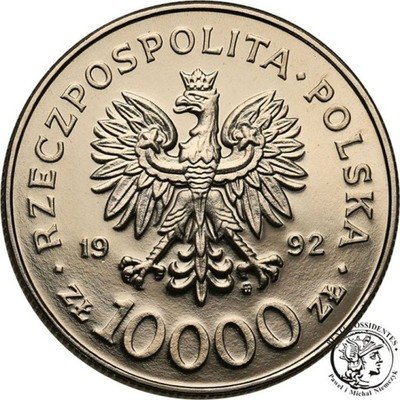 PRÓBA Nikiel 10 000 złotych 1992 Warneńczyk st. L