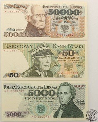 Banknoty polskie zestaw 3 sztuk różne