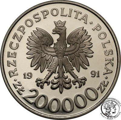 PRÓBA Nikiel 200 000 złotych 1991 Konstytucja st.L