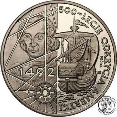 PRÓBA Nikiel 200 000 zł 1992 Odkrycie Ameryki st.L