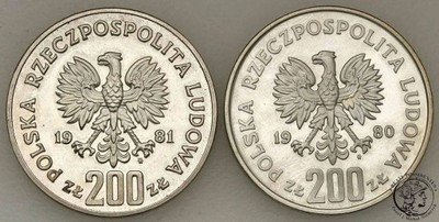 200 złotych 1980 + 1981 SREBRO lot 2 sztuk st.L-