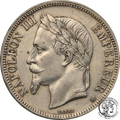 Francja 5 franków 1867 BB st.3+