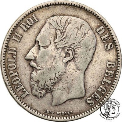 Belgia 5 franków 1868 st.3