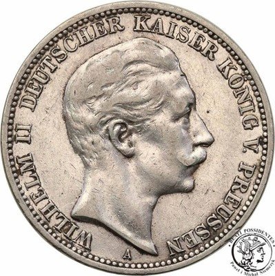 Niemcy Prusy 3 Marki 1911 A st.3+