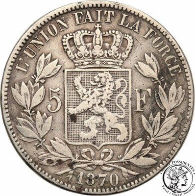 Belgia 5 Franków 1870 st.3