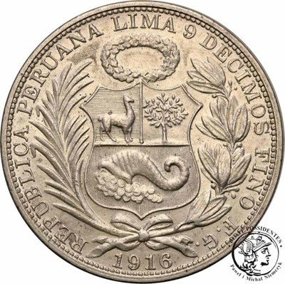 Peru 1 Sol 1916 (wklęsły) st.2