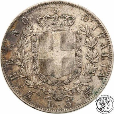 Włochy Wiktor Emanuel 5 Lirów 1870 st.3