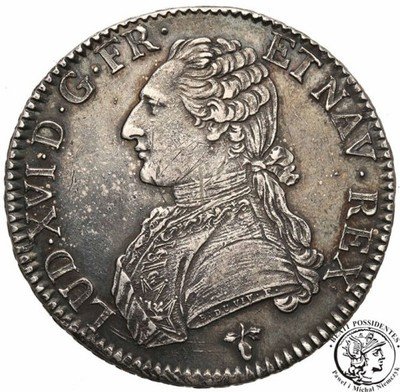 Francja Ecu 1784 H Ludwik XVI La Rochelle st.2+