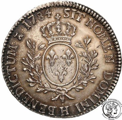 Francja Ecu 1784 H Ludwik XVI La Rochelle st.2+