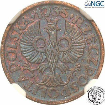 1 grosz 1935 NGC MS63 BN