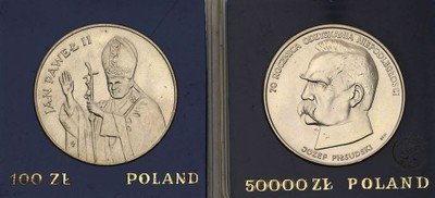 Jan Paweł II + Piłsudski zestaw 2 sztuk st.1