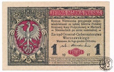 Banknot 1 marka polska 1916 Generał B (UNC-)