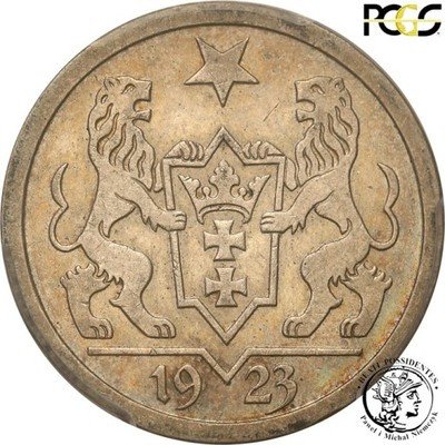 Wolne Miasto Gdańsk 2 Guldeny 1923 PCGS MS62