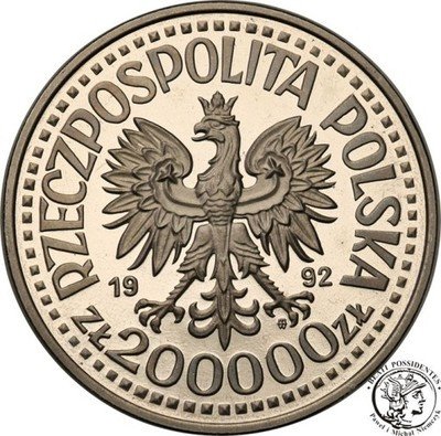 PRÓBA Nikiel 200 000 złotych 1992 Staszic st.L/L-