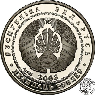 Białoruś 20 Rubli 2002 piłka nożna st.L
