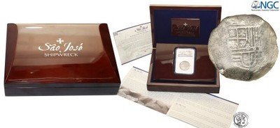 Meksyk 4 reale moneta z wraku Sao Jose cert. NGC
