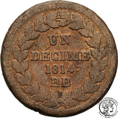 Francja 10 centimes (un decime) 1814 BB st.3