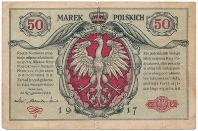 50 marek polskich 1916 ...jenerał st.4-