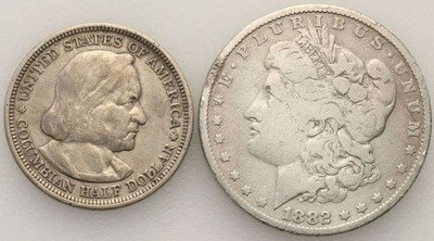 USA 1/2 dolara 1893 Kolumb + 1 dolar 1882 O st.3