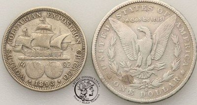 USA 1/2 dolara 1893 Kolumb + 1 dolar 1882 O st.3