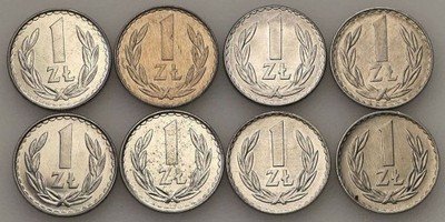 1 złoty 1974-1984 zestaw 8 sztuk st.1