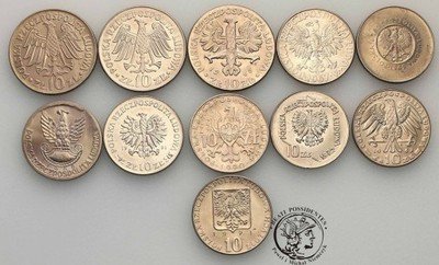 PRL 10 złotych różne zesta 11 sztuk