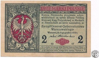 Banknot 2 marki polskie 1916 Generał seria B