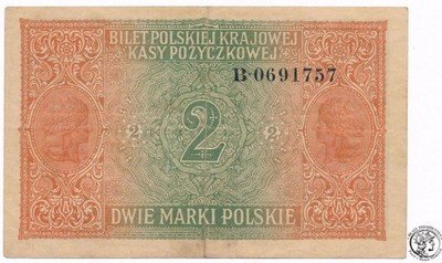 Banknot 2 marki polskie 1916 Generał seria B