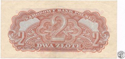 Banknot 2 złote 1944 seria BY st. 2