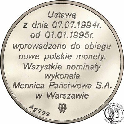 Medal Złotogrosz srebro Nowa Moneta Polska st. L