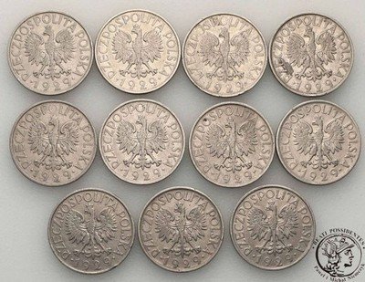 1 złoty 1929 - zestaw 11 sztuk st.3/3+