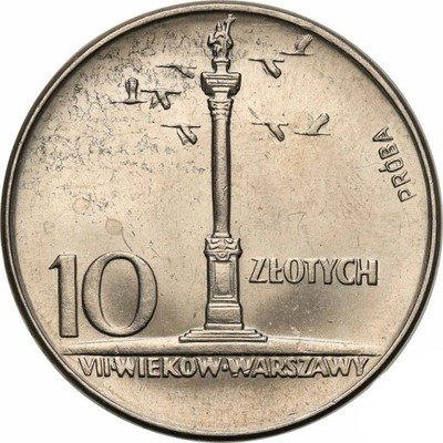 PRÓBA Nikiel 10 złotych 1966 kolumna Zygmunta st1-