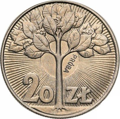 PRÓBA Nikiel 20 złotych 1973 drzewo st.1