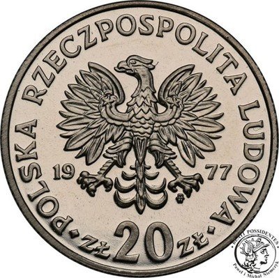 PRÓBA Nikiel 20 złotych 1977 Konopnicka st.L